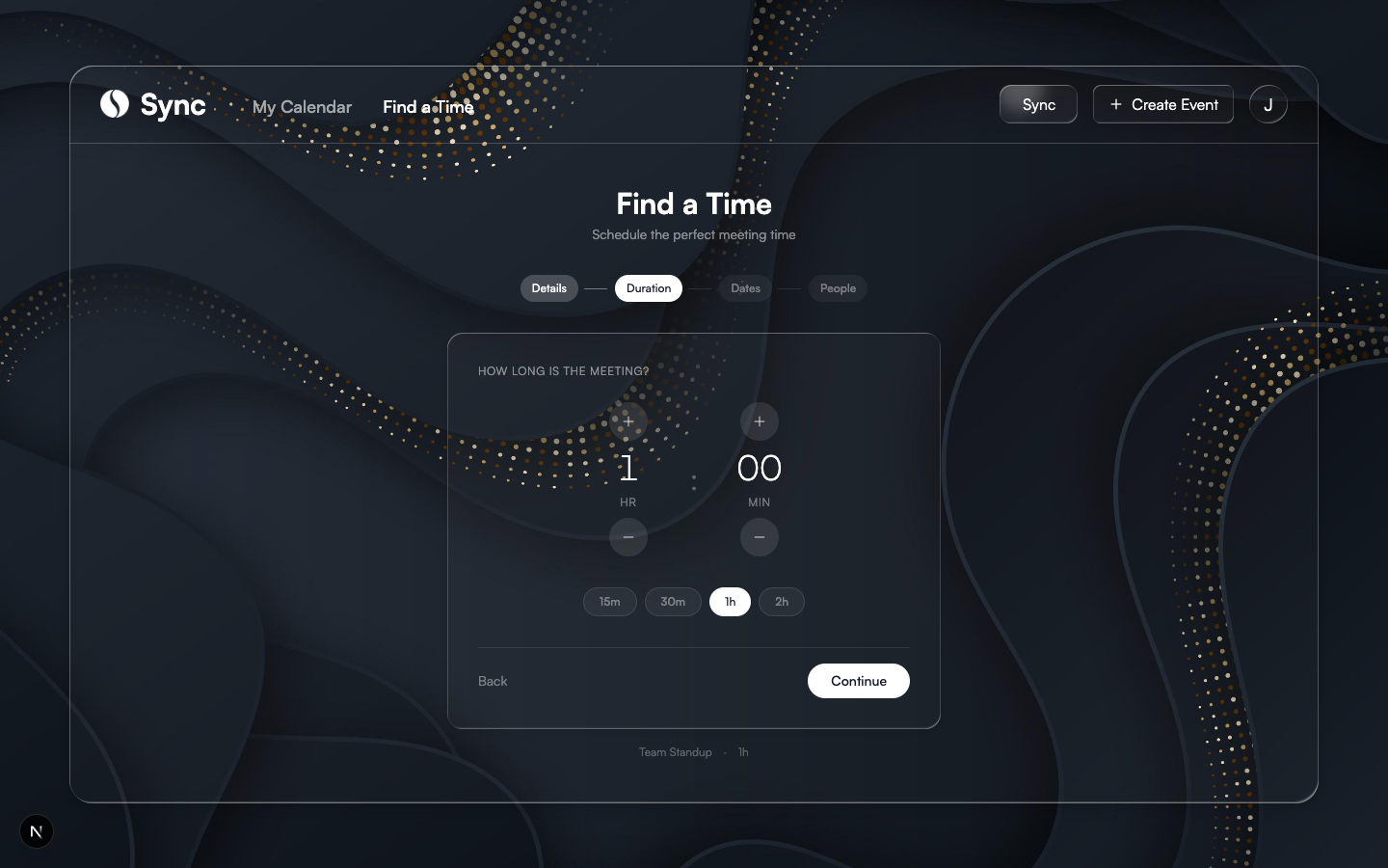 Create scheduling session — choose duration
